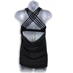 Lululemon Wild Tank Black Stripe Bra Open TankSz 4